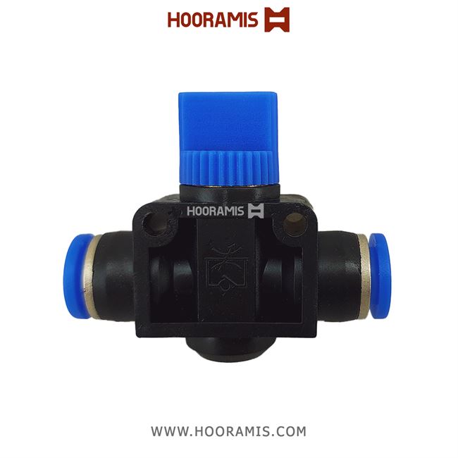 شیر قطع و وصل دستی پنوماتیک فیتینگی با دو شلنگ خور 8 میلیمتر مدل HVU