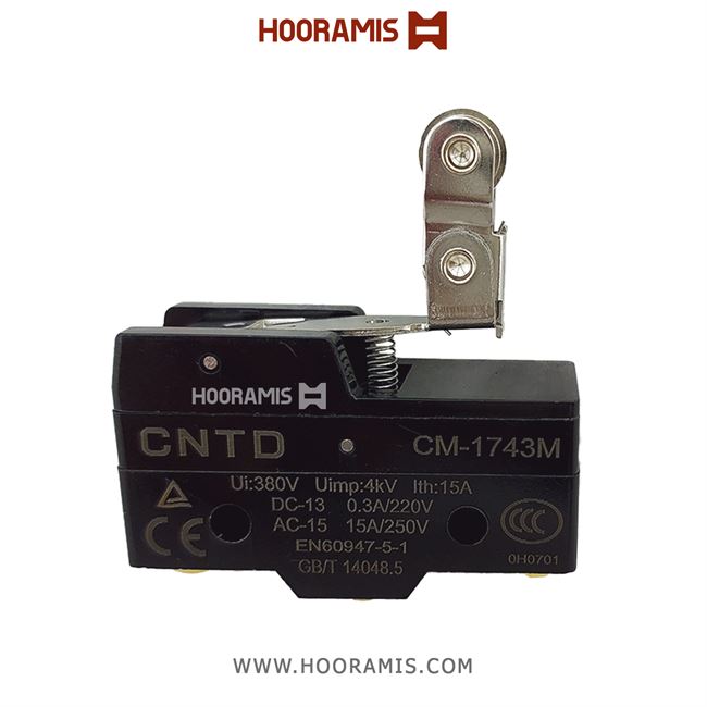 میکروسوئیچ اهرمی فشاری تسمه کوتاه دو قرقره برند CNTD مدل CM1743 20241023_151049.png