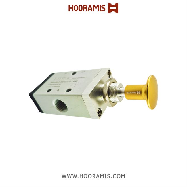 شیردستی پنوماتیک ژیانی قفلی 3/2 سایز 1/4 اینچ برند Lider مدل 3R210-08 (دسته طلائی)