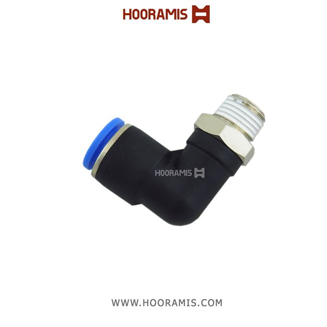 فیتینگ زانوئی پنوماتیک با شلنگ خور 10 میلیمتر و سایز دنده نری 1/2 اینچ