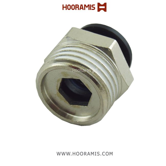 فیتینگ اتصال مستقیم نری پنوماتیک با شلنگ خور8 میلیمتر و سایز دنده 1/2 اینچ