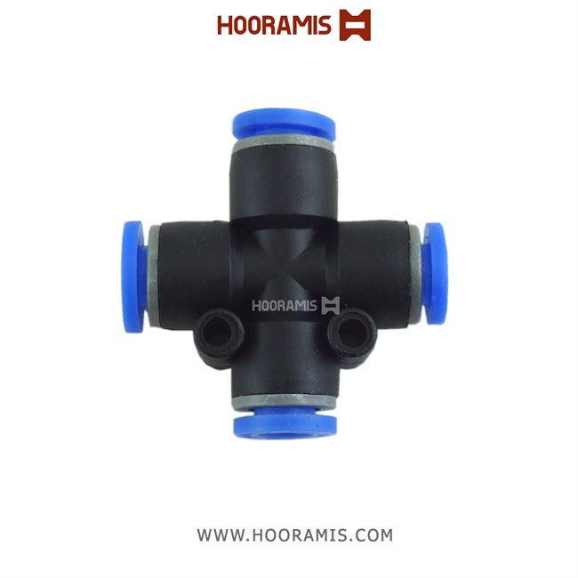 فیتینگ چهارراهی پنوماتیک یونیون با شلنگ خور 6 میلیمتر