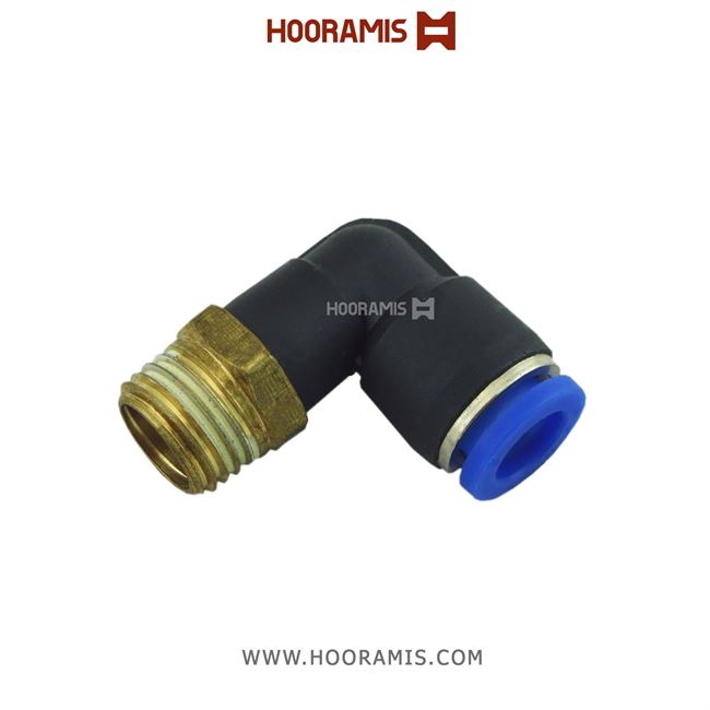 فیتینگ زانوئی پنوماتیک با شلنگ خور 8 میلیمتر و سایز دنده نری 1/4 اینچ