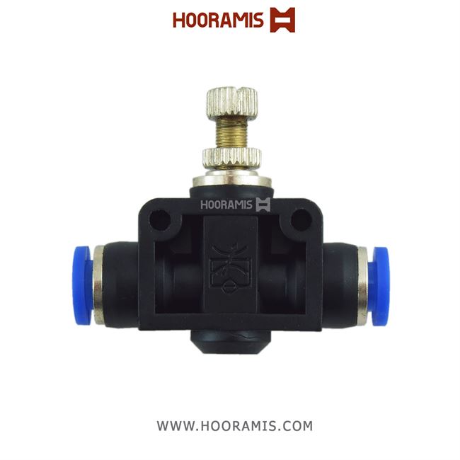 شیر کنترل جریان دستی پنوماتیک فیتینگی (فلو کنترل) با شلنگ خور 6 میلیمتر