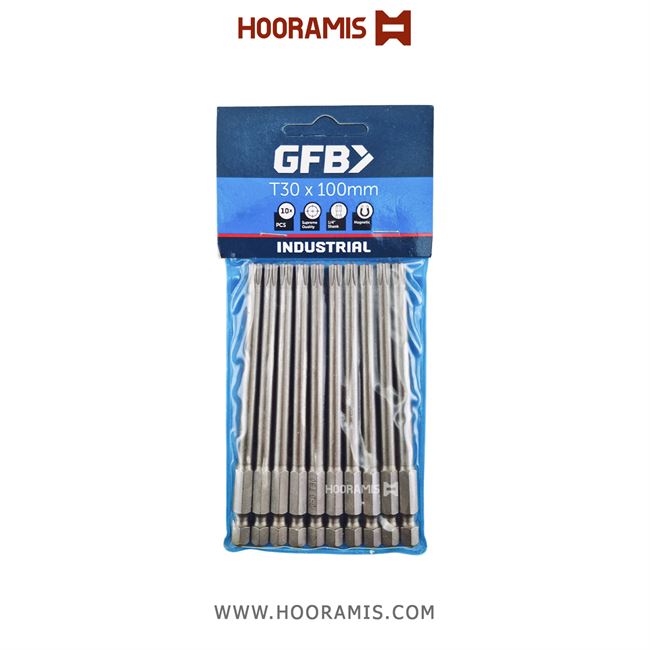 سردریلی پیچ بند یک سر ستاره ای T30 به طول 100 میلیمتر برند gfb ترکیه