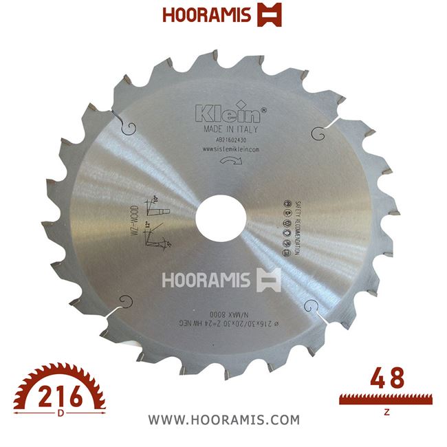 تیغ اره الماسه  چوب با بقایای فلزی بر  48 دندانه قطر  216 شفت  30  کلین (Klein) ایتالیا |  کد رفرنس AB216.04830 |