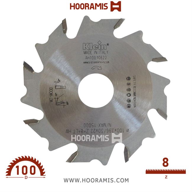 تیغ اره الماسه  شیارزن  8 دندانه قطر  100 شفت  22 جهت دستگاه Biscuit Jointer برند  کلین (Klein) ایتالیا |  کد رفرنس AH100.10622 |