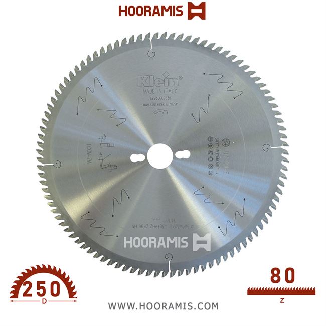تیغ اره الماسه  چوب بر و نئوپان بر  80 دندانه قطر  250 شفت  30  کلین (Klein) ایتالیا |  کد رفرنس CES250.08030 |