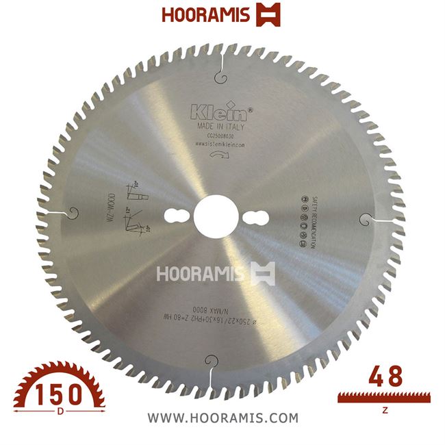 تیغ اره الماسه  چوب بر و نئوپان بر  48 دندانه قطر  150 شفت  30  کلین (Klein) ایتالیا |  کد رفرنس CG150.04830 |