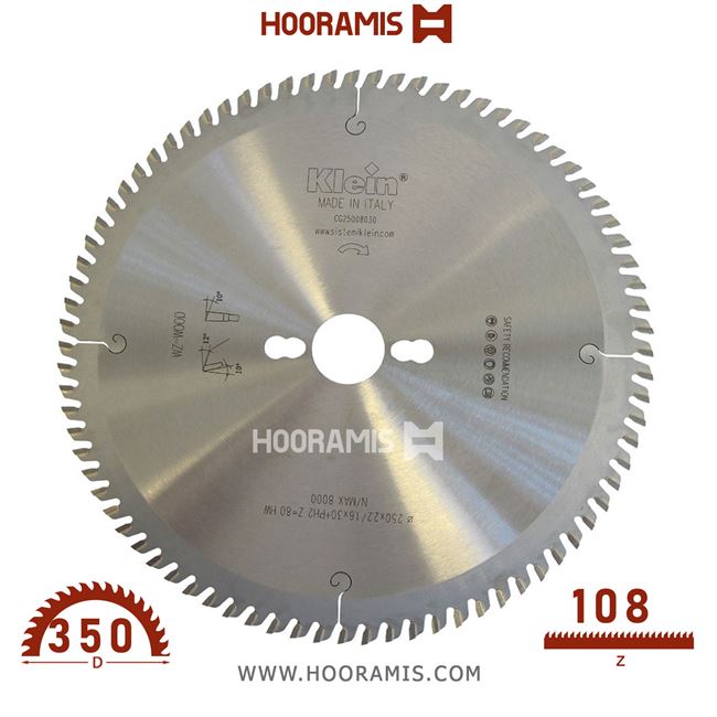 تیغ اره الماسه  چوب بر و نئوپان بر  108 دندانه قطر  350 شفت  30  کلین (Klein) ایتالیا |  کد رفرنس CG350.10830 |