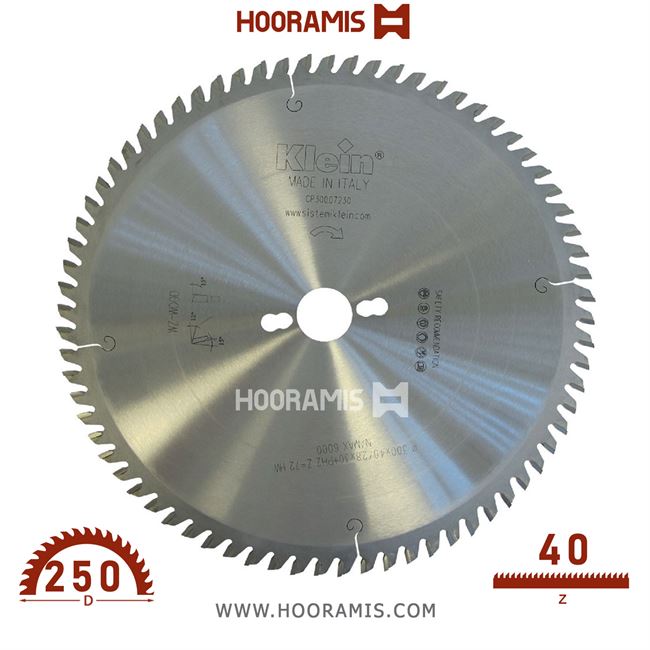 تیغ اره الماسه  چوب بر و نئوپان بر  40 دندانه قطر  250 شفت  30  کلین (Klein) ایتالیا |  کد رفرنس CP250.04030 |