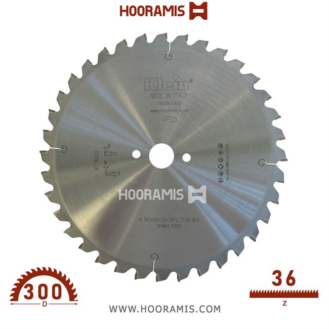 تیغ اره الماسه  چوب بر و پانل با روکش پلاستیک بر  36 دندانه قطر  300 شفت  30  کلین (Klein) ایتالیا |  کد رفرنس FAS300.03630 |