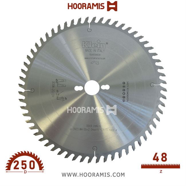 تیغ اره الماسه  لمینیت بر و پلاستیک بر  48 دندانه قطر  250 شفت  30  کلین (Klein) ایتالیا |  کد رفرنس FB253.04830 |