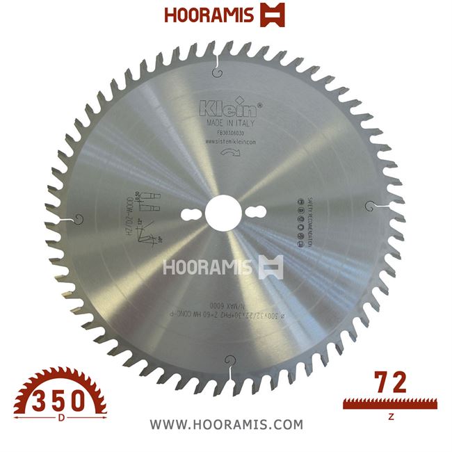 تیغ اره الماسه  لمینیت بر و پلاستیک بر  72 دندانه قطر  350 شفت  30  کلین (Klein) ایتالیا |  کد رفرنس FB350.07230 |