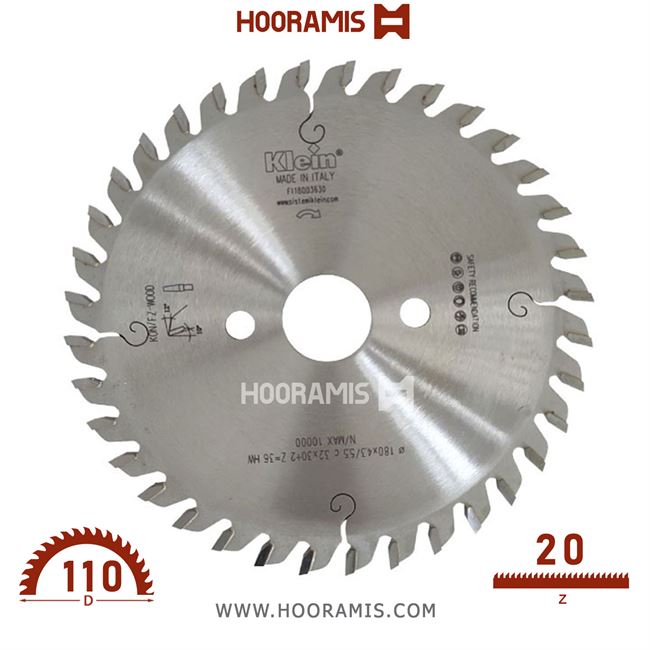 تیغ اره الماسه  خط زن دندانه مخروطی 20 دندانه قطر  110 شفت  20 برند  کلین (Klein) ایتالیا |  کد رفرنس FI110.02020 |