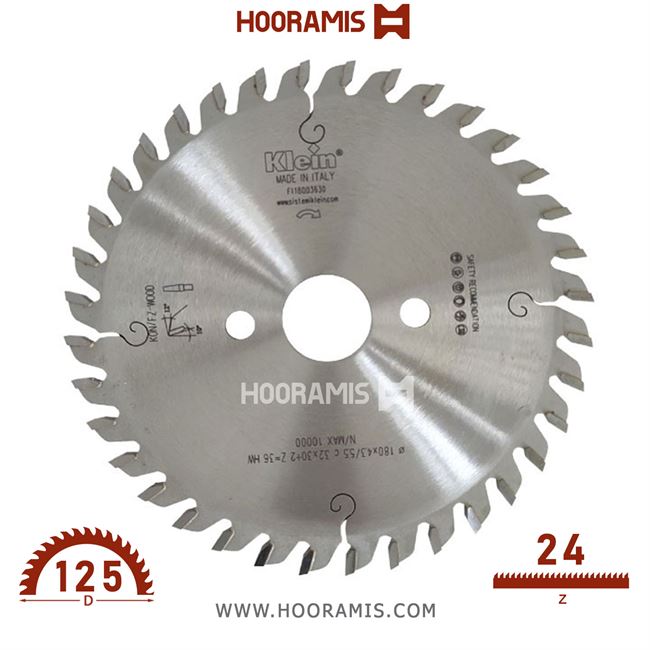 تیغ اره الماسه  خط زن دندانه مخروطی 24 دندانه قطر  125 شفت  20 برند  کلین (Klein) ایتالیا |  کد رفرنس FI125.02420 |