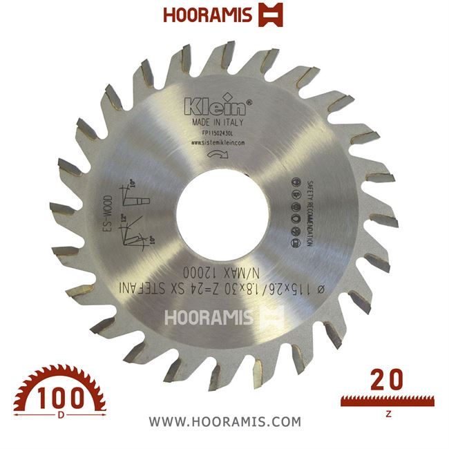 تیغ اره الماسه  خط زن  20 دندانه قطر  100 شفت  20  کلین (Klein) ایتالیا |  کد رفرنس FP100.02020L |