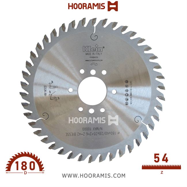 تیغ اره الماسه  پانل سایزینگ  54 دندانه قطر  180 شفت  30 جهت ماشین سنترهای CNC برند  کلین (Klein) ایتالیا |  کد رفرنس FR180.05430 |