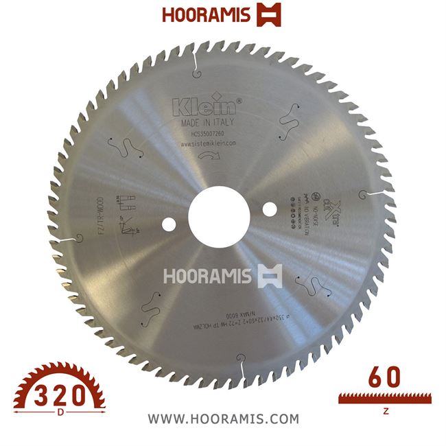 تیغ اره الماسه  پانل سایزینگ  60 دندانه قطر  320 شفت  65  کلین (Klein) ایتالیا |  کد رفرنس HCS320.06065 |