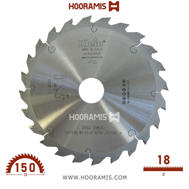 تیغ اره الماسه  شیارزن  18 دندانه قطر  150 شفت  30  کلین (Klein) ایتالیا |  کد رفرنس KA150.0183080 |