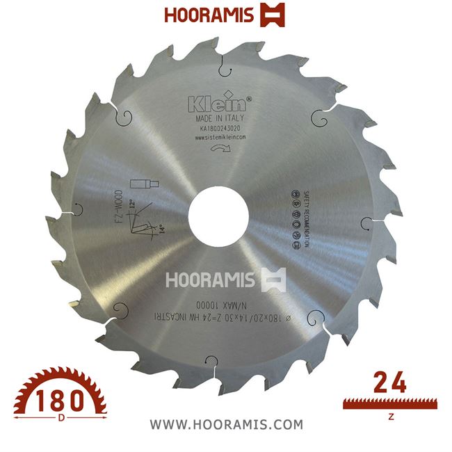 تیغ اره الماسه  شیارزن  24 دندانه قطر  180 شفت  30  کلین (Klein) ایتالیا |  کد رفرنس KA180.0243080 |