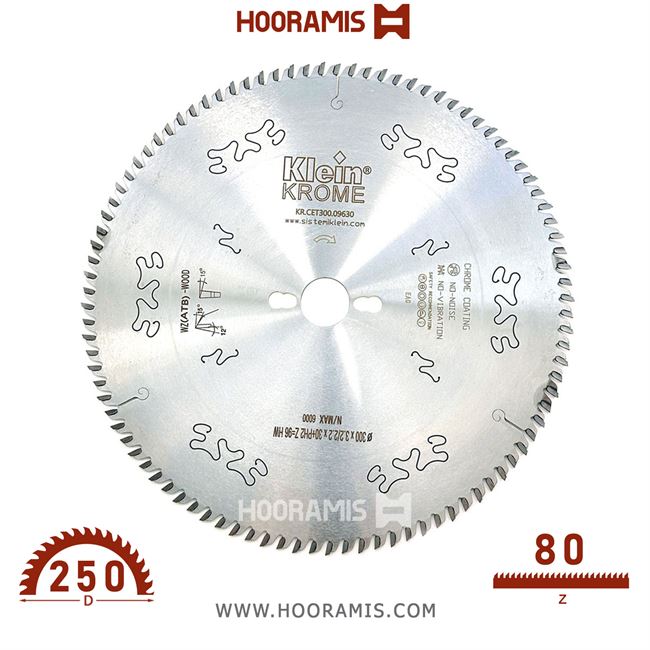 تیغ اره الماسه کروم نئوپان بر-چوب بر  80 دندانه قطر  250 شفت  30 برند  کلین (Klein) ایتالیا |  کد رفرنس KR.CET250.08030 |