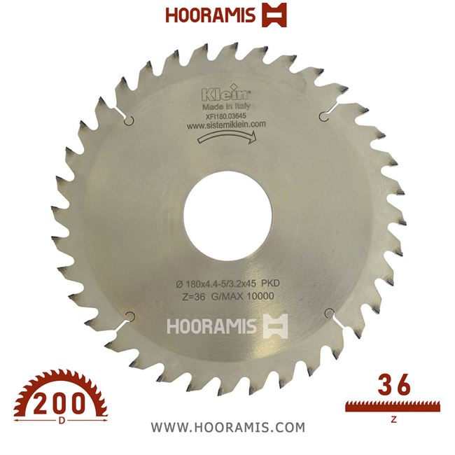 تیغ اره الماسه  خط زن دندانه مخروطی  36 دندانه قطر  200 شفت  20 برند  کلین (Klein) ایتالیا |  کد رفرنس XFI200.03620 |