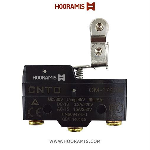 میکروسوئیچ اهرمی فشاری تسمه کوتاه دو قرقره برند CNTD مدل CM1743
