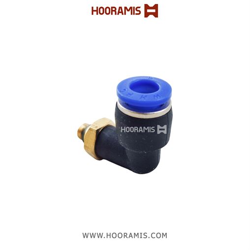 فیتینگ زانوئی پنوماتیک با شلنگ خور 6 میلیمتر و سایز دنده نری 6 میلیمتر (M6*1.0)  205_1.png