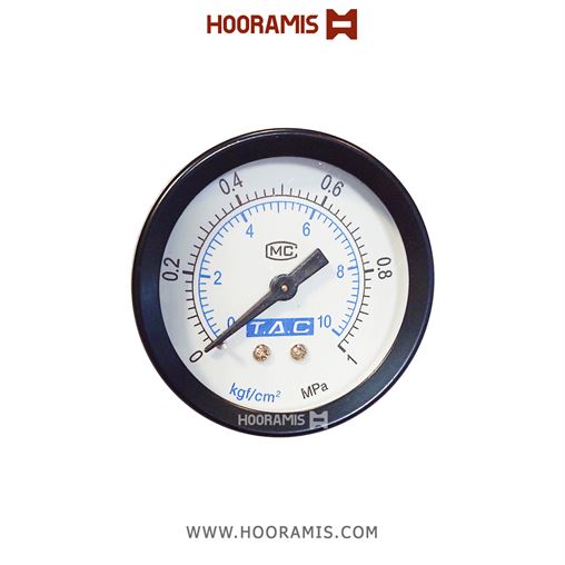 گیج فشار 10 بار واحد مراقبت پنوماتیک با سایز دنده 1/8 اینچ و صفحه 4 سانتیمتری