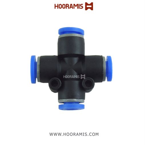 فیتینگ چهارراهی پنوماتیک یونیون با شلنگ خور 6 میلیمتر