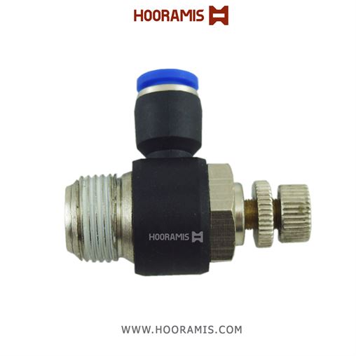 فیتینگ فلوکنترل سرجکی پنوماتیک با شیلنگ خور 6 میلیمتر و سایز دنده 1/8 اینچ مدل NSC 50624006.JPG