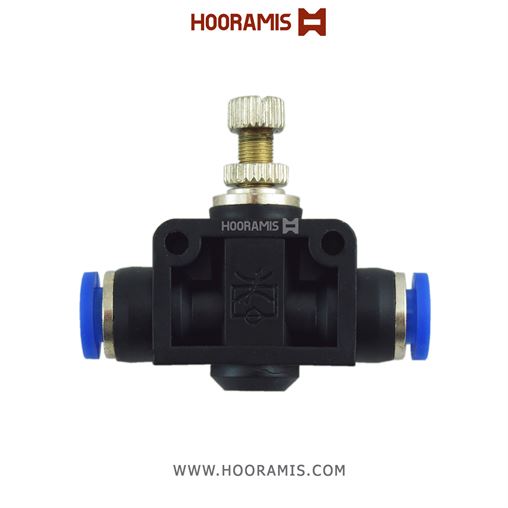 شیر کنترل جریان دستی پنوماتیک فیتینگی (فلو کنترل) با شلنگ خور 6 میلیمتر