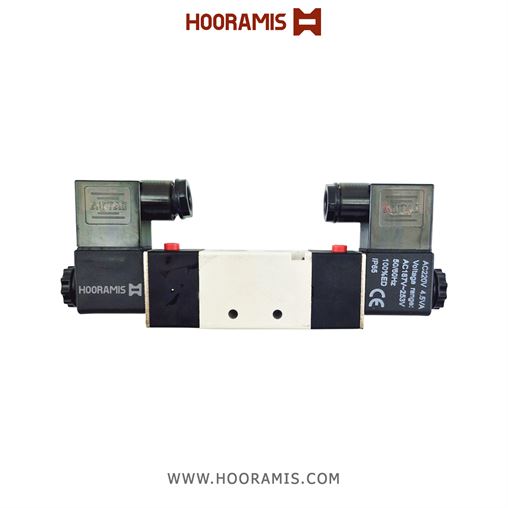 شیربرقی دو بوبین پنوماتیک 5/2 سایز 1/4 اینچ 220 ولت AC برند AIRTAC مدل4V220-08  806_5.png