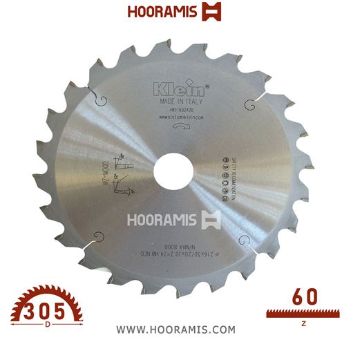 تیغ اره الماسه  چوب با بقایای فلزی بر  60 دندانه قطر  305 شفت  30  کلین (Klein) ایتالیا |  کد رفرنس AB305.06030 |