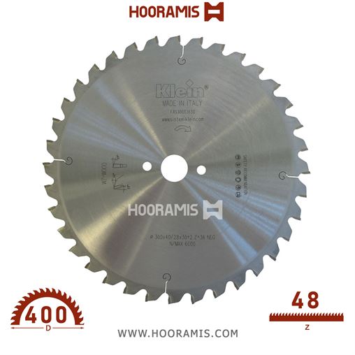 تیغ اره الماسه  چوب -پانل با روکش پلاستیک بر  42 دندانه قطر  350 شفت  30 برند  کلین (Klein) ایتالیا |  کد رفرنس FAS350.04230 | FAS400.04830.jpg