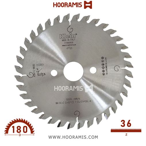 تیغ اره الماسه  MDF -لمینیت بر  44 دندانه قطر  180 شفت  50 برند  کلین (Klein) ایتالیا |  کد رفرنس FI180.03650 | FI180.03655.jpg