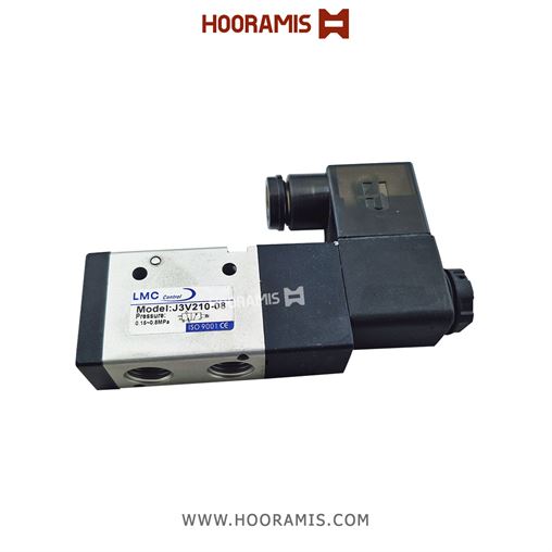 شیربرقی تک بوبین پنوماتیک 3/2 سایز 1/4 اینچ DC 24V برند LMC  مدل J3V210-08 IMG_20260121_025020_812.png