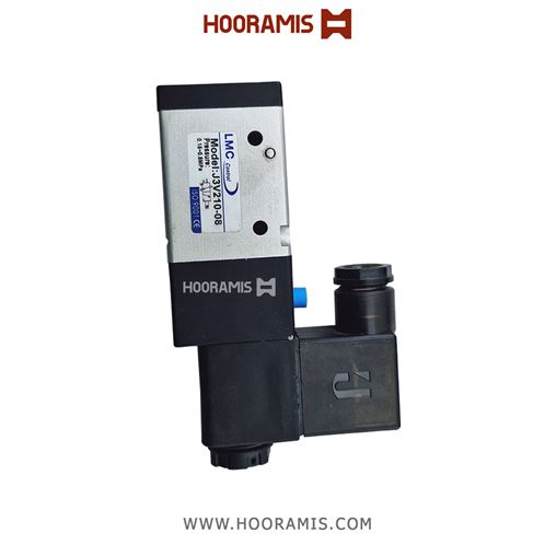 شیربرقی تک بوبین پنوماتیک 3/2 سایز 1/4 اینچ DC 24V برند LMC  مدل J3V210-08 IMG_20260121_025020_910.png