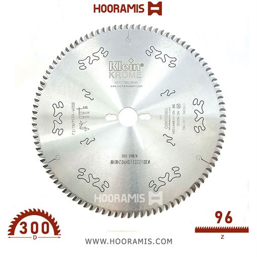 تیغ اره الماسه کروم MDF بر-لمینیت بر  96 دندانه قطر  300 شفت  30 برند  کلین (Klein) ایتالیا |  کد رفرنس KR.FCT300.09630 |