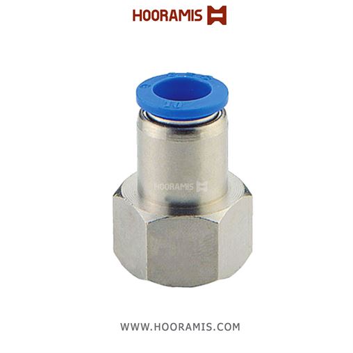 فیتینگ اتصال مستقیم مادگی پنوماتیک با شلنگ خور6 میلیمتر و سایز دنده 3/8 اینچ 
